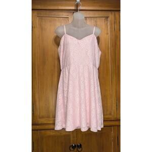 Pink lace spaghetti strap dress pink size XL